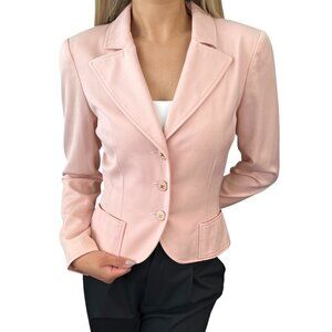 CHANEL Vintage 97P CC Logo Jacket #36 Cropped Button Pink Wool  [104044]